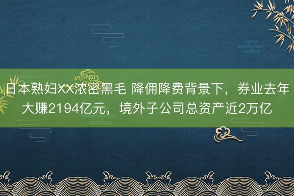 日本熟妇XX浓密黑毛 降佣降费背景下，券业去年大赚2194亿元，境外子公司总资产近2万亿