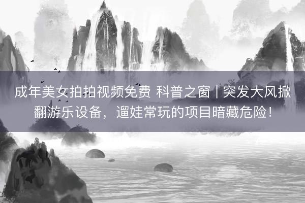 成年美女拍拍视频免费 科普之窗 | 突发大风掀翻游乐设备，遛娃常玩的项目暗藏危险！