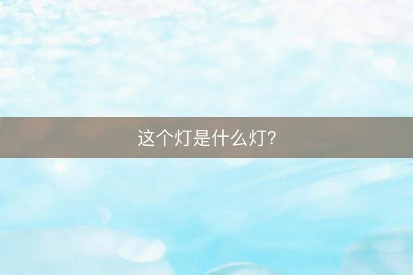 这个灯是什么灯？
