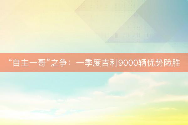 “自主一哥”之争：一季度吉利9000辆优势险胜