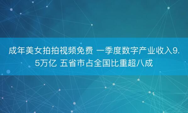 成年美女拍拍视频免费 一季度数字产业收入9.5万亿 五省市占全国比重超八成