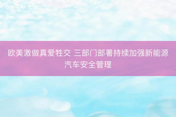 欧美激做真爱牲交 三部门部署持续加强新能源汽车安全管理