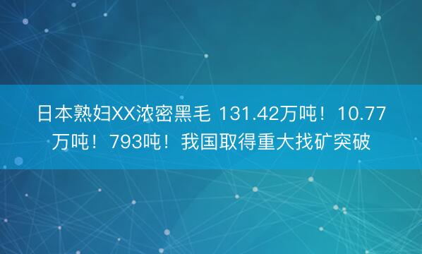 日本熟妇XX浓密黑毛 131.42万吨！10.77万吨！793吨！我国取得重大找矿突破