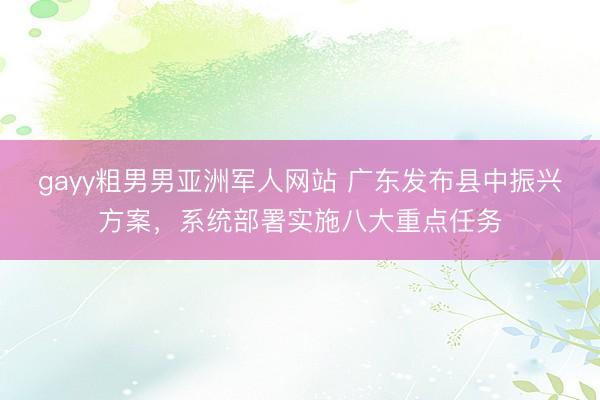 gayy粗男男亚洲军人网站 广东发布县中振兴方案，系统部署实施八大重点任务