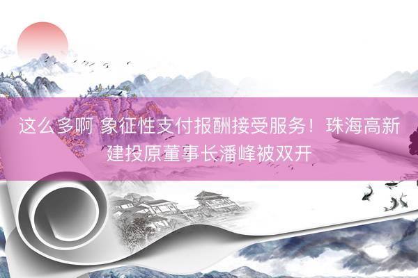 这么多啊 象征性支付报酬接受服务！珠海高新建投原董事长潘峰被双开