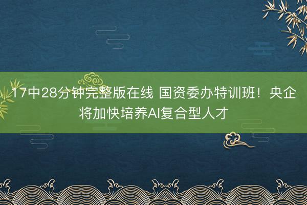 17中28分钟完整版在线 国资委办特训班！央企将加快培养AI复合型人才