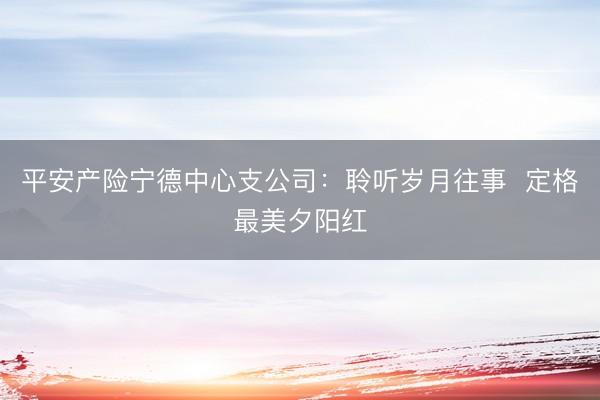 平安产险宁德中心支公司：聆听岁月往事  定格最美夕阳红