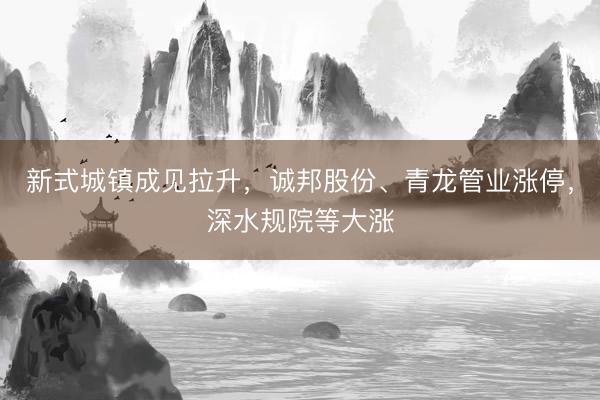 新式城镇成见拉升，诚邦股份、青龙管业涨停，深水规院等大涨