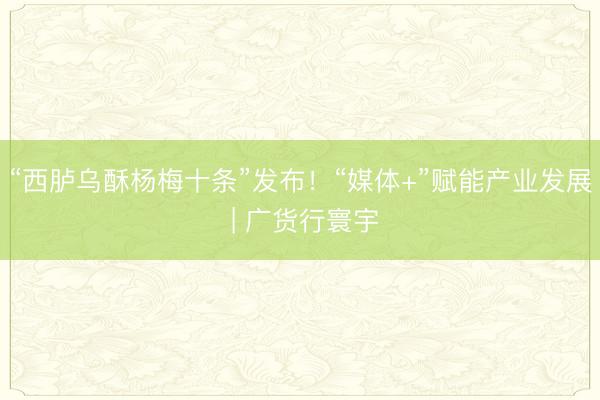 “西胪乌酥杨梅十条”发布！“媒体+”赋能产业发展 | 广货行寰宇