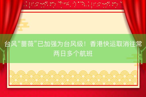 台风“蔷薇”已加强为台风级！香港快运取消往常两日多个航班