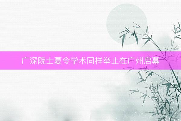 广深院士夏令学术同样举止在广州启幕