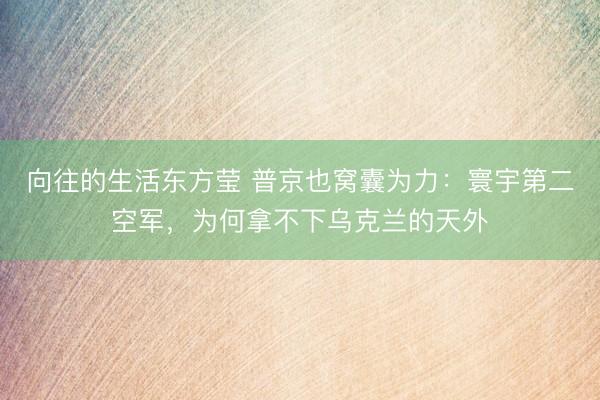 向往的生活东方莹 普京也窝囊为力：寰宇第二空军，为何拿不下乌克兰的天外