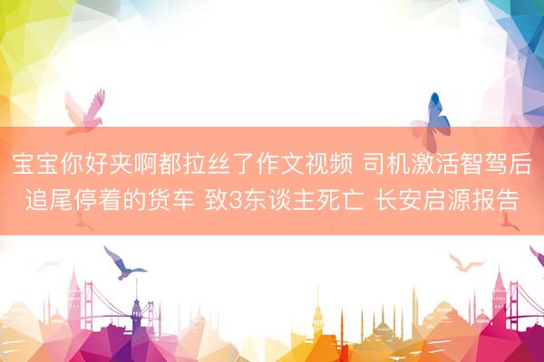 宝宝你好夹啊都拉丝了作文视频 司机激活智驾后追尾停着的货车 致3东谈主死亡 长安启源报告