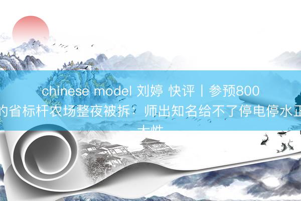 chinese model 刘婷 快评丨参预800多万的省标杆农场整夜被拆:师出知名给不了停电停水正大性