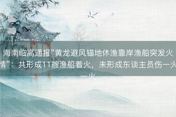 海南临高通报“黄龙避风锚地休渔靠岸渔船突发火情”:共形成11艘渔船着火,未形成东谈主员伤一火