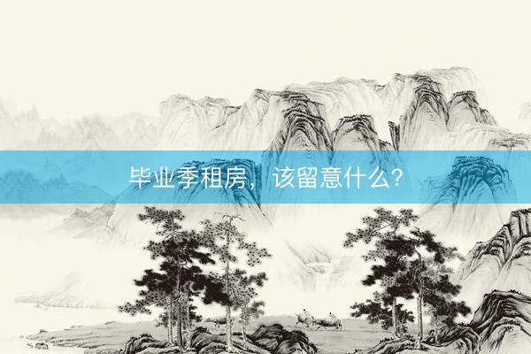 毕业季租房，该留意什么？